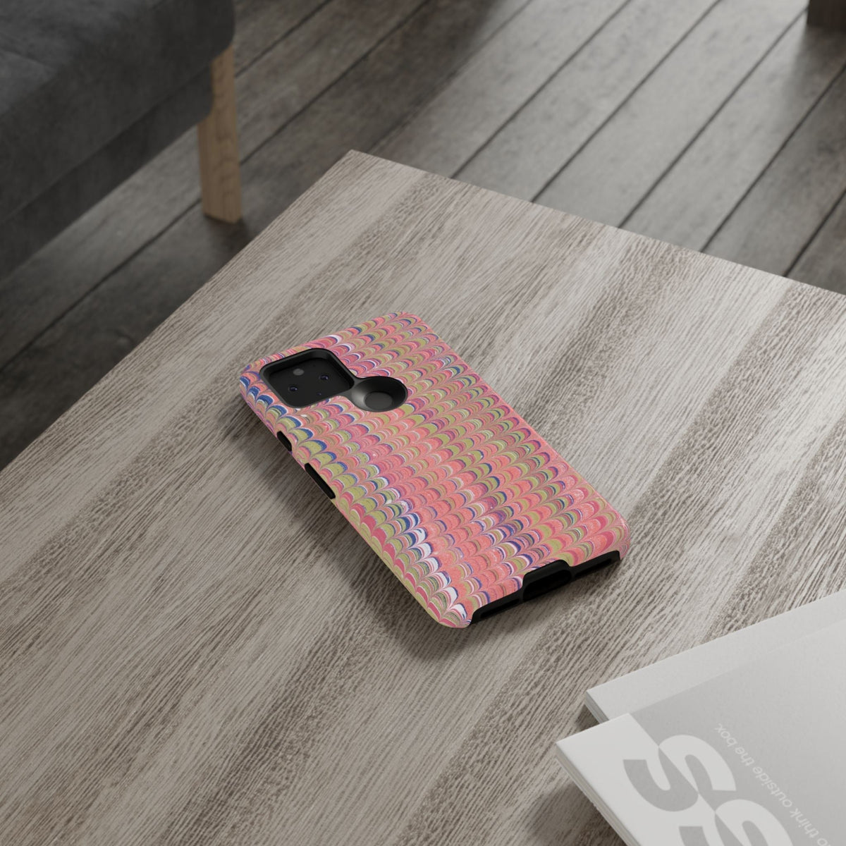 Pink Pastels Feather Marbled Vintage Design iPhone 16 + Samsung + Apple + Google - 2 finishes