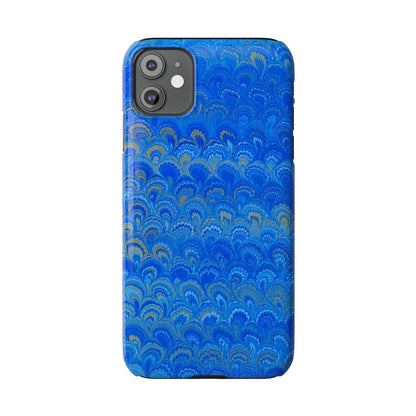 Blue Marbled Design, Italy Feather Phone Case, Multi-Color, Slim Phone Cases, Case-Mate IPHONE16 and all sizes