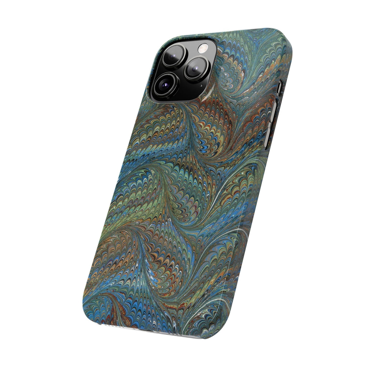Blue and Green Italian Marbled Swirl Design, Italy Feather Phone Case, Multi-Color, Slim Phone Cases, Case-Mate IPHONE16 and all sizes