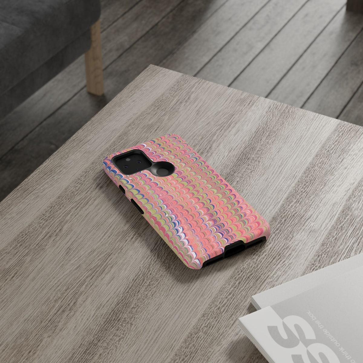 Pink Pastels Feather Marbled Vintage Design iPhone 16 + Samsung + Apple + Google - 2 finishes