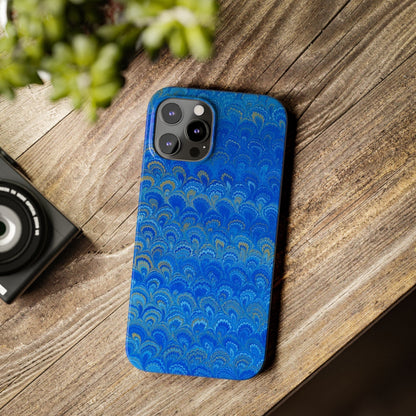 Blue Marbled Design, Italy Feather Phone Case, Multi-Color, Slim Phone Cases, Case-Mate IPHONE16 and all sizes