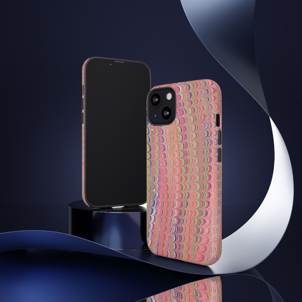 Pink Pastels Feather Marbled Vintage Design iPhone 16 + Samsung + Apple + Google - 2 finishes